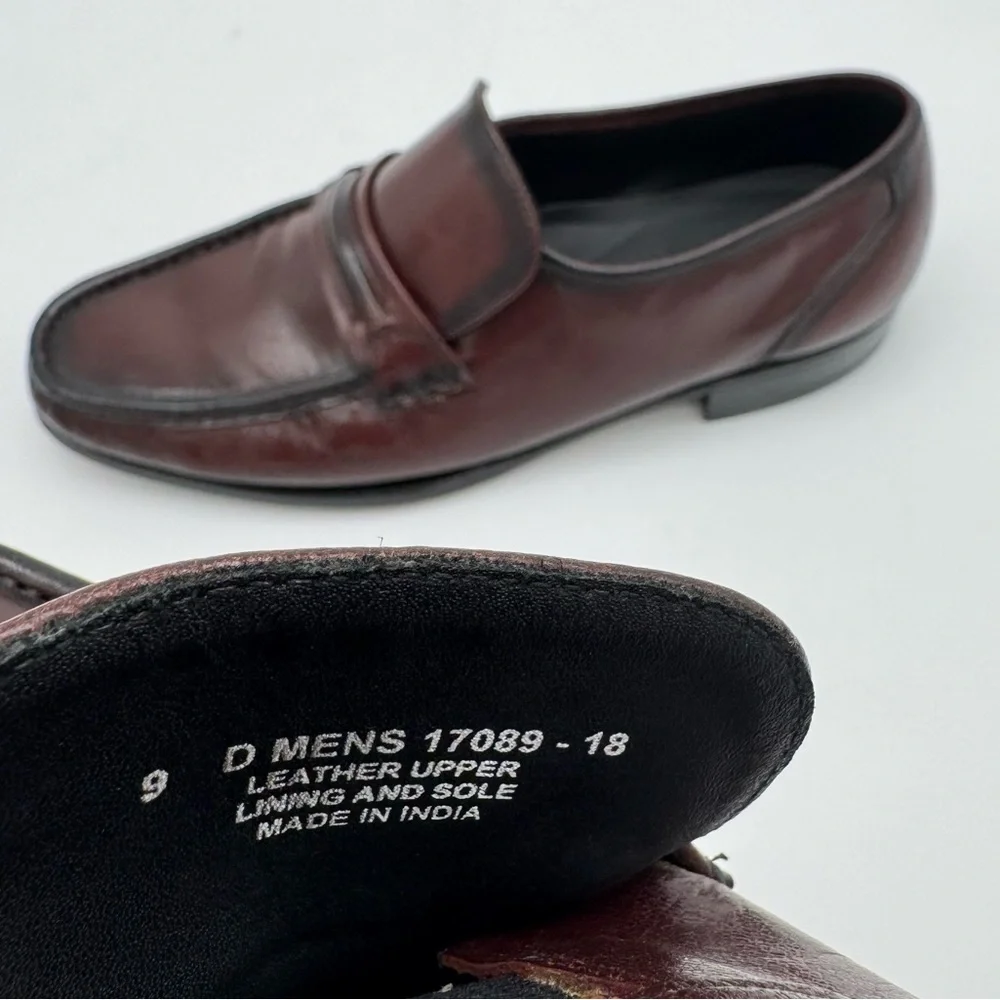 Florsheim Como Black Cherry Leather Moc Toe Strap Loafer Size 9 D